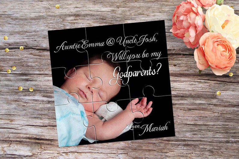 Personalised Godparent Invitation Godparents Gift Ask Godmother Will you be my Godfather Puzzle Proposal Will You Be My Godparents Puzzle