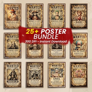 One Piece Wanted Poster Set - Etsy