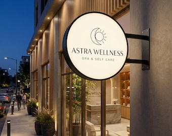 Custom Double-Sided Round Light Box Storefront Sign, LED Light Box Sign Board, Outdoor Business Illuminated Sign, Circle Custom Sign