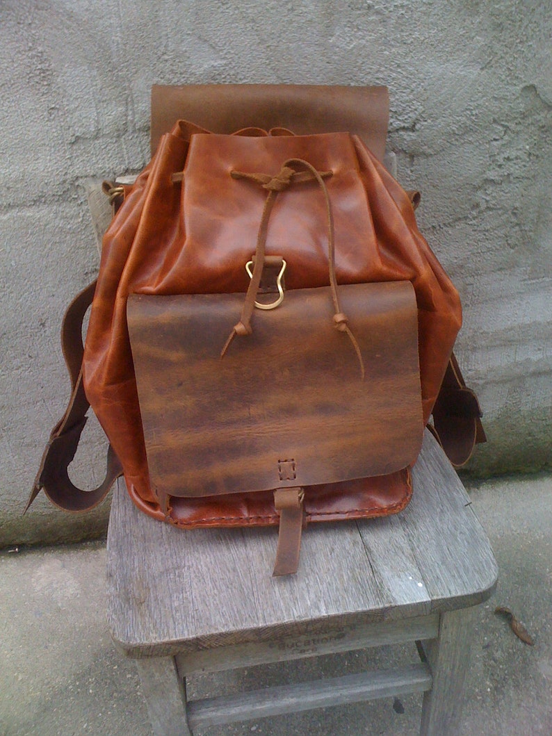 Leather Backpack Handmade Hand Stitched Bag For Men And Women Etsy