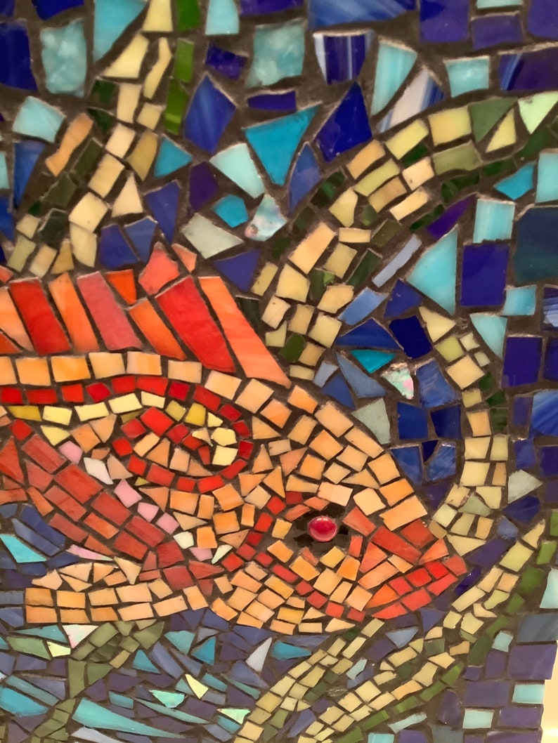 Mosaic Fish Stained Glass Mosaic Beach Ocean Theme Fishing Sea Etsy