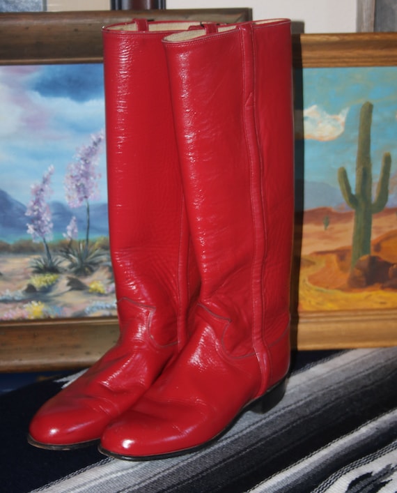 Red Justin Cowboy Boots Size 5 B Cowgirl Boots Western Boots Red Leather Free Shipping