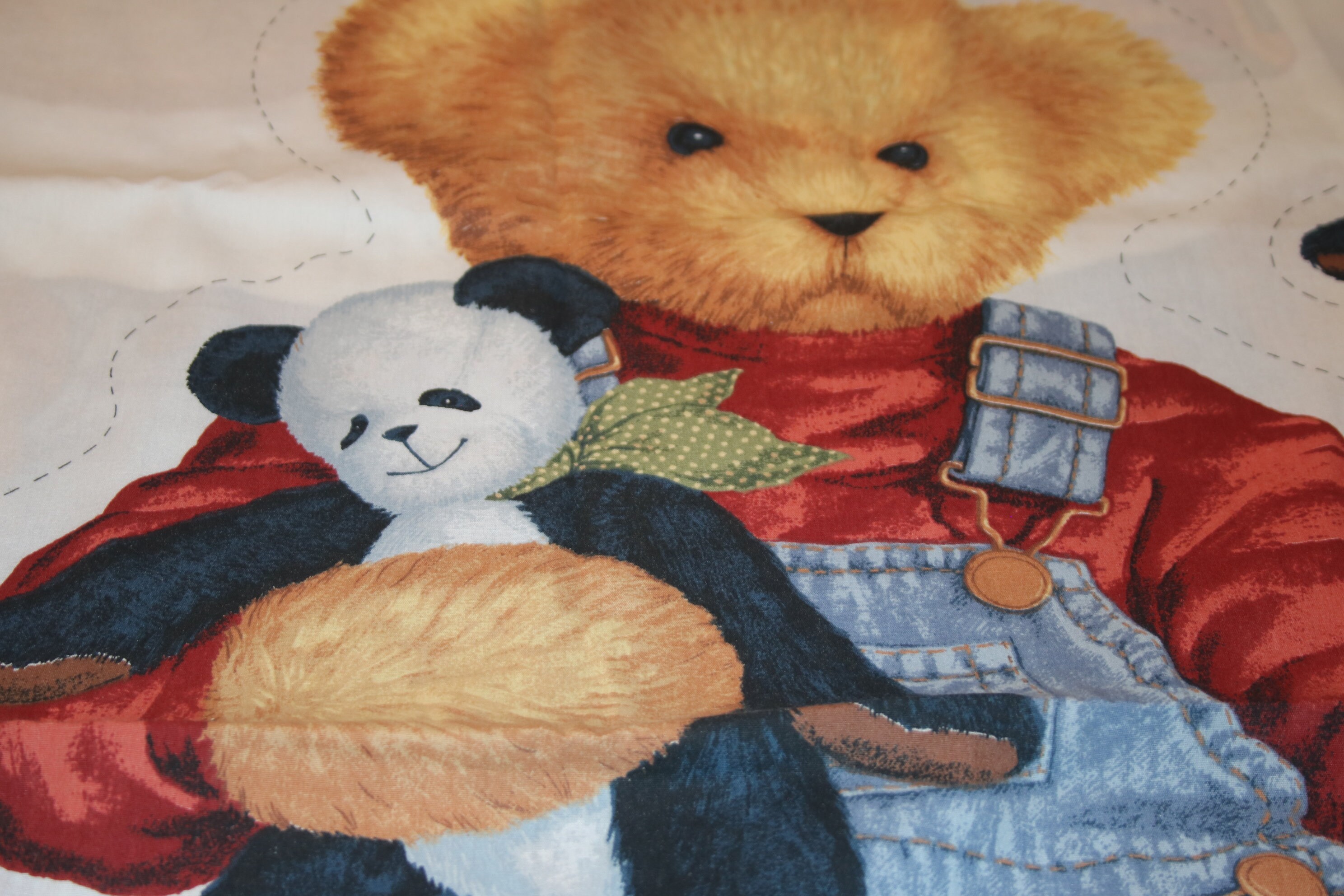 Blue Jean Teddy Bear Fabric Panel Wall Hanging 1980's Etsy