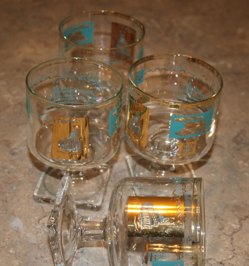 Mississippi River Boat Rocks Glasses Footed Rocks Glasses Set Etsy