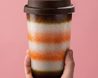 Ceramic Handmade Travel Mug With Silicone Lid Reusable Ceramic Coffee Travel Mug Tumbler Ceramic Cup Gift For Coffee Lover