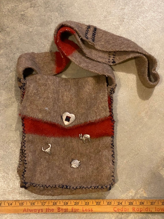 Vintage Western Handmade Wool Crossbody Bag