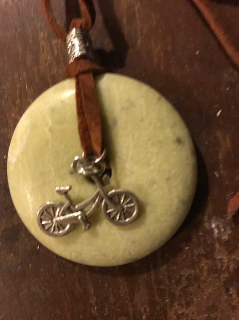 Large Stone Bicycling Pendant
