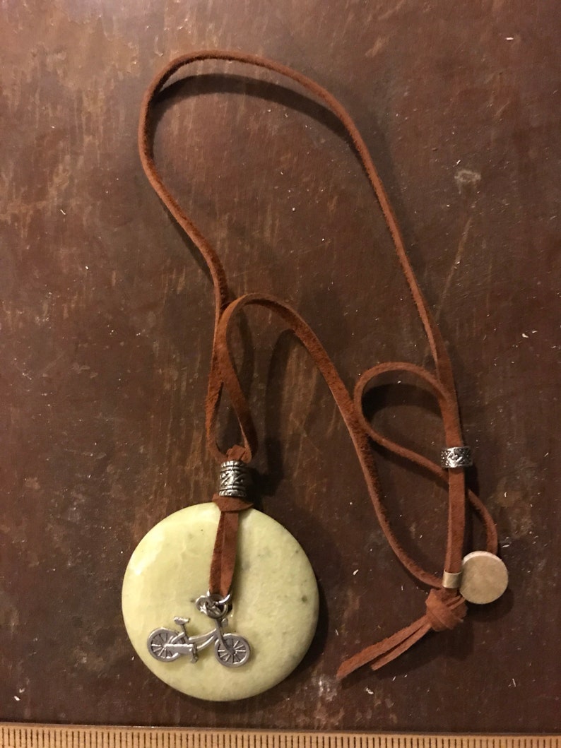 Large Stone Bicycling Pendant