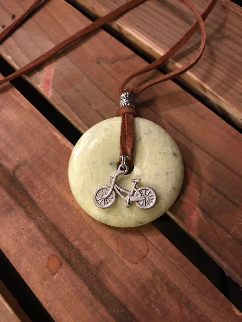 Large Stone Bicycling Pendant