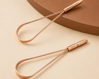Pure Copper Tongue Scraper Set of 2, Handmade Copper Oral Care Tool, Reusable Eco Friendly Copper Cleaner, Daily Hygiene Accessory