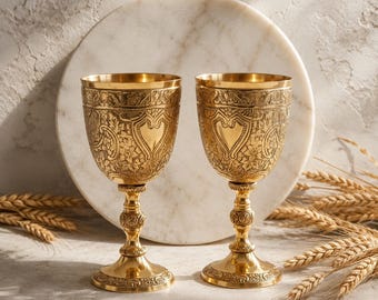Personalized Brass Goblet with Velvet Gift Box, Custom Engraved Chalice, Medieval Wine Cup, Wedding Gift, Anniversary Gift, Gift for her