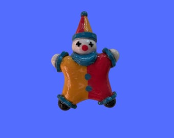 Statuetta di clown in argilla polimerica, pezzo unico - Colori primari!