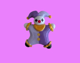 Figura de payaso de arcilla polimérica, pieza única (OOAK) - Morado