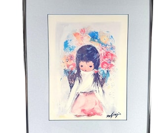 Ted DeGrazia Flower Girl Print | Vintage Southwestern Art, Mid Century Framed Decor