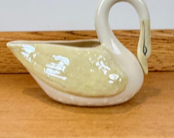 Vintage Belleek Ireland Swan Creamer Porcelain Ivory Mid Century 6th Green Mark