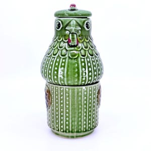 Vintage Japan Chicken Tea For One Set Stackable Hen Teapot Mug Green Farmhouse Decor