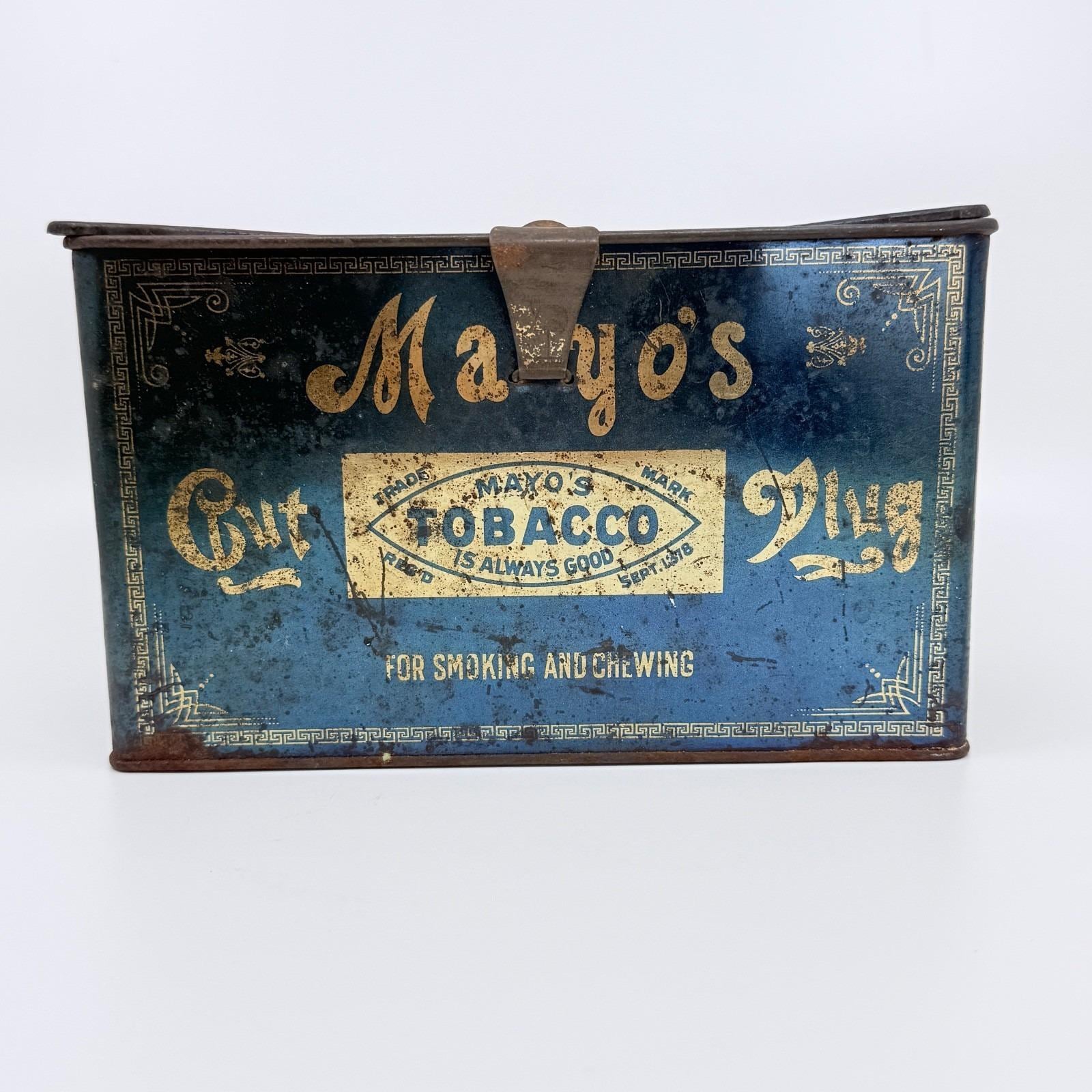 mayo's cut plug tobacco tin Vintage Lunch Pail Advertising Mayo's Cut Plug Tin