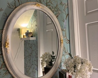 Antique French Provincial Mirror | Solid Wood Carved Refurbished Wall Mirror