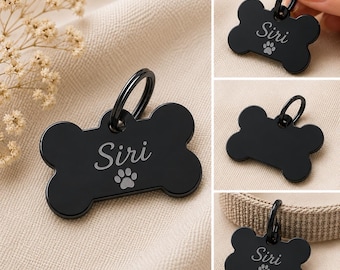 Personalized Bone Dog ID Tag, Engraved Stainless Steel Name Tag, Collar Accessory Gift