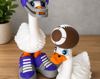 Football Goose Desk Decor | Sports Fan Figurine, Helmet, Football