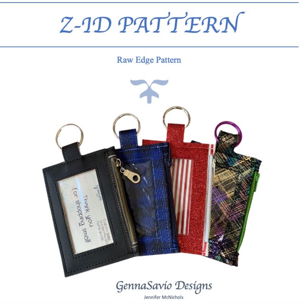 Quick sew, Pattern for ID holder w/ zipper pocket, Z-ID  by GennaSavio