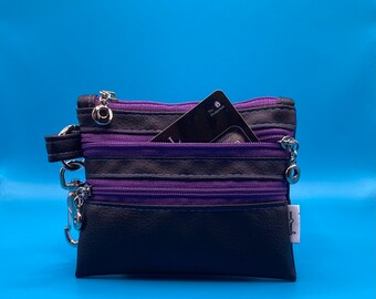 Mini billetera con 3 cremalleras