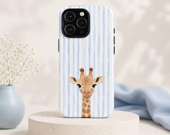 Blue Stripe Giraffe Phone Case