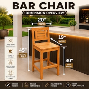 DIY Bar Stool Plan with Backrest, PDF Download