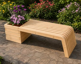 Plano en PDF de banco jardinero de madera: Banco de exterior para descarga digital