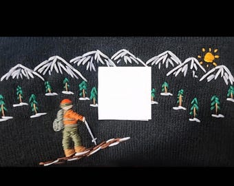Hand Embroidered beanie, hand stitched, designed by hand, winter beanie