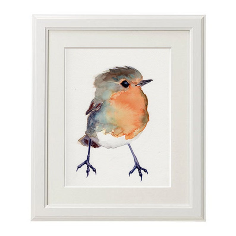 GICLEE print baby shower gift Baby Robin Bird Painting Red Robin nursery art gift