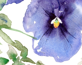 Pansies Watercolor print FLOWERS GICLEE Violets Print