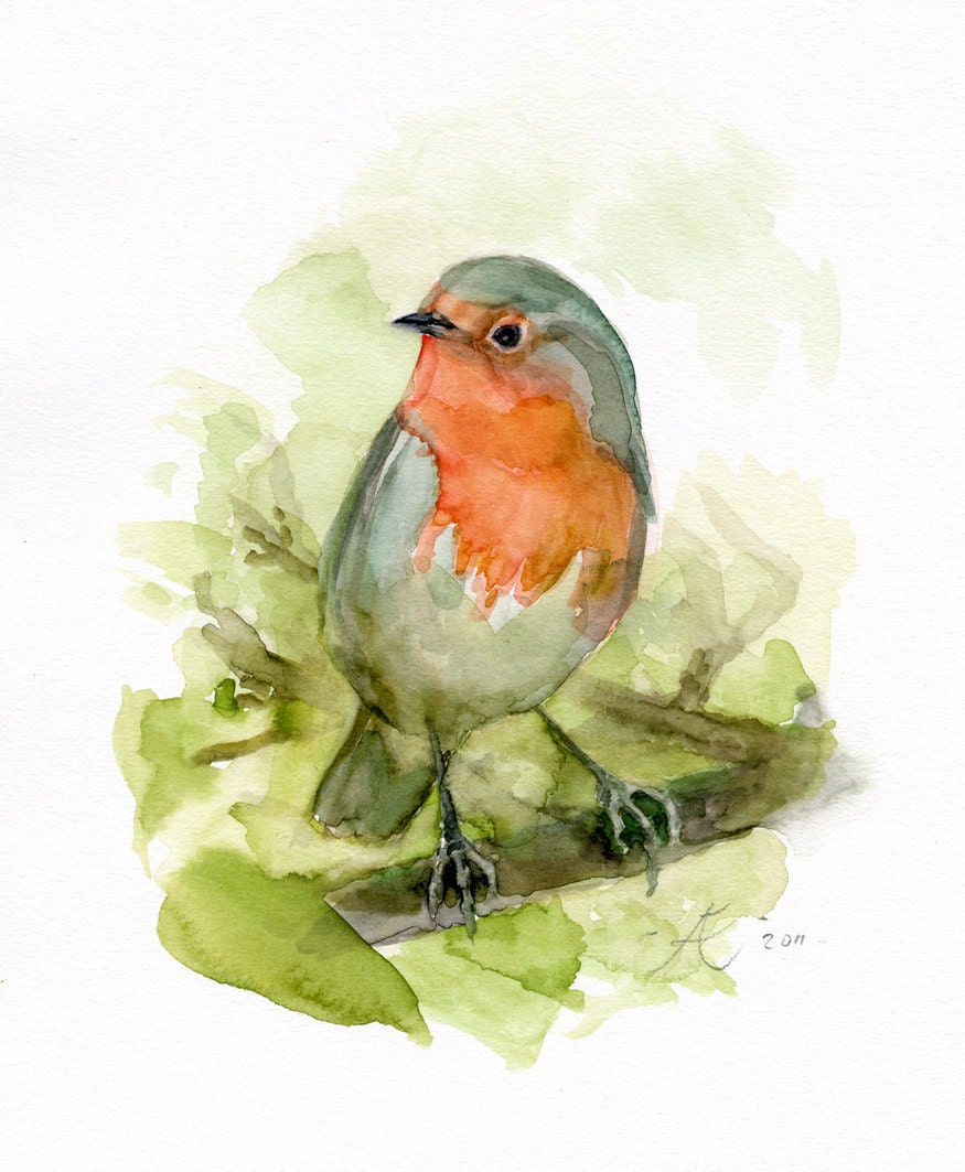 Red Robin Paintingfine Art / Giclee Print of the Original Etsy