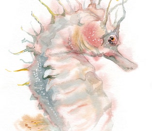 Seahorse print, Giclee Print of original watercolor painting