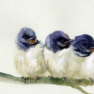 Little swallows giclee print of original watercolor, birds print