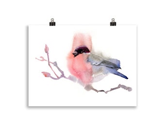 Bullfinch Watercolor A4 Poster by A.Verbrugge