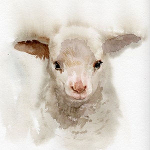 Lamb print Nursery art, GICLEE print, baby shower gift image 1