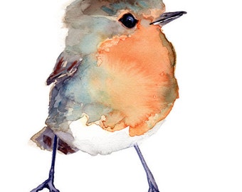 Baby Robin, baby shower gift, Bird Painting Red Robin, GICLEE print, nursery art gift