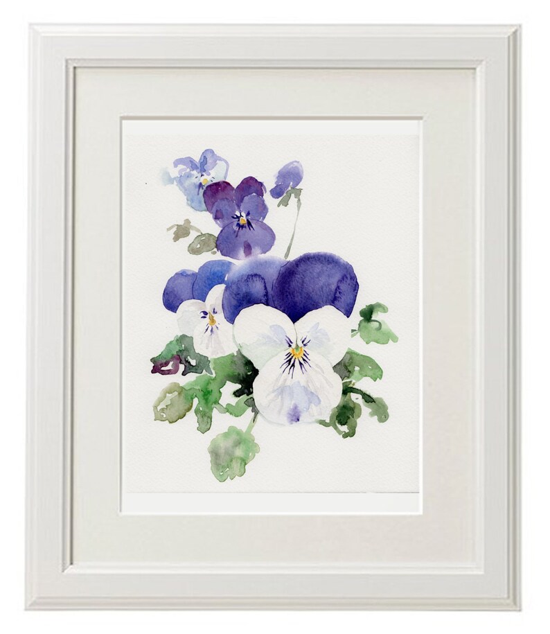 Violets Flower GICLEE Print of Original Watercolor, 5x7 Flowers