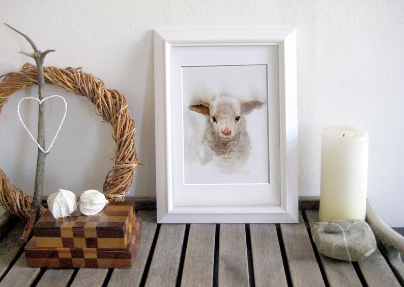 Lamb print Nursery art, GICLEE print, baby shower gift image 3