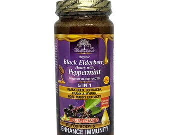 Organic Black Elderberry with Peppermint, & Echinacea Infused Honey Blend - 16oz