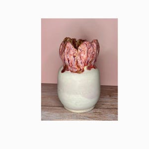 Unique Purple Blush Ceramic Flower Vase | Petal Crown Stoneware Pottery | Handmade Artisan Gift Her