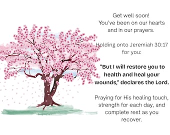 Christian Get Well Card, Blossoming Tree Scripture Encouragement (Digital Download)