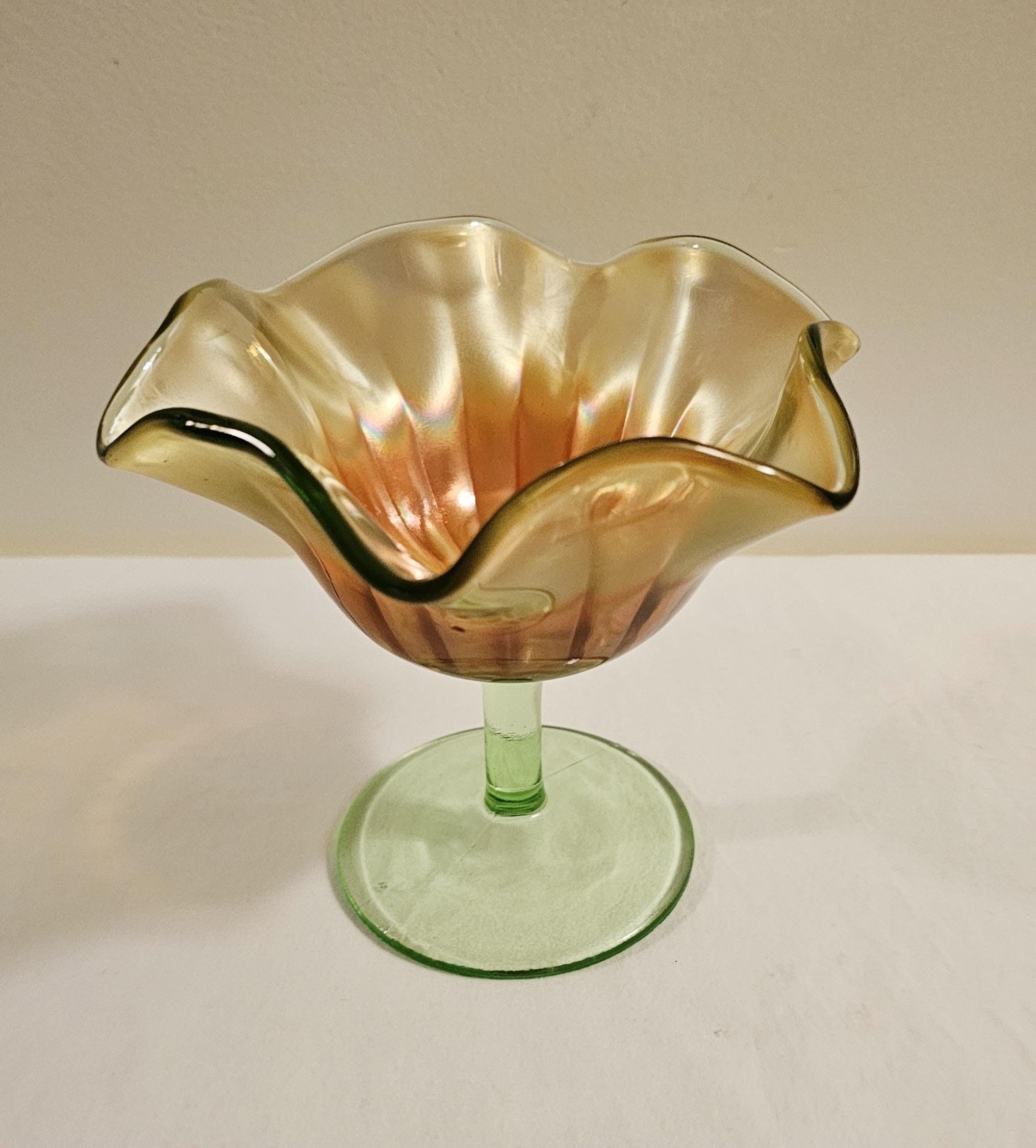 アンティークブリリアントカット　船形ボウル 1900s Carnival Glass - Etsy