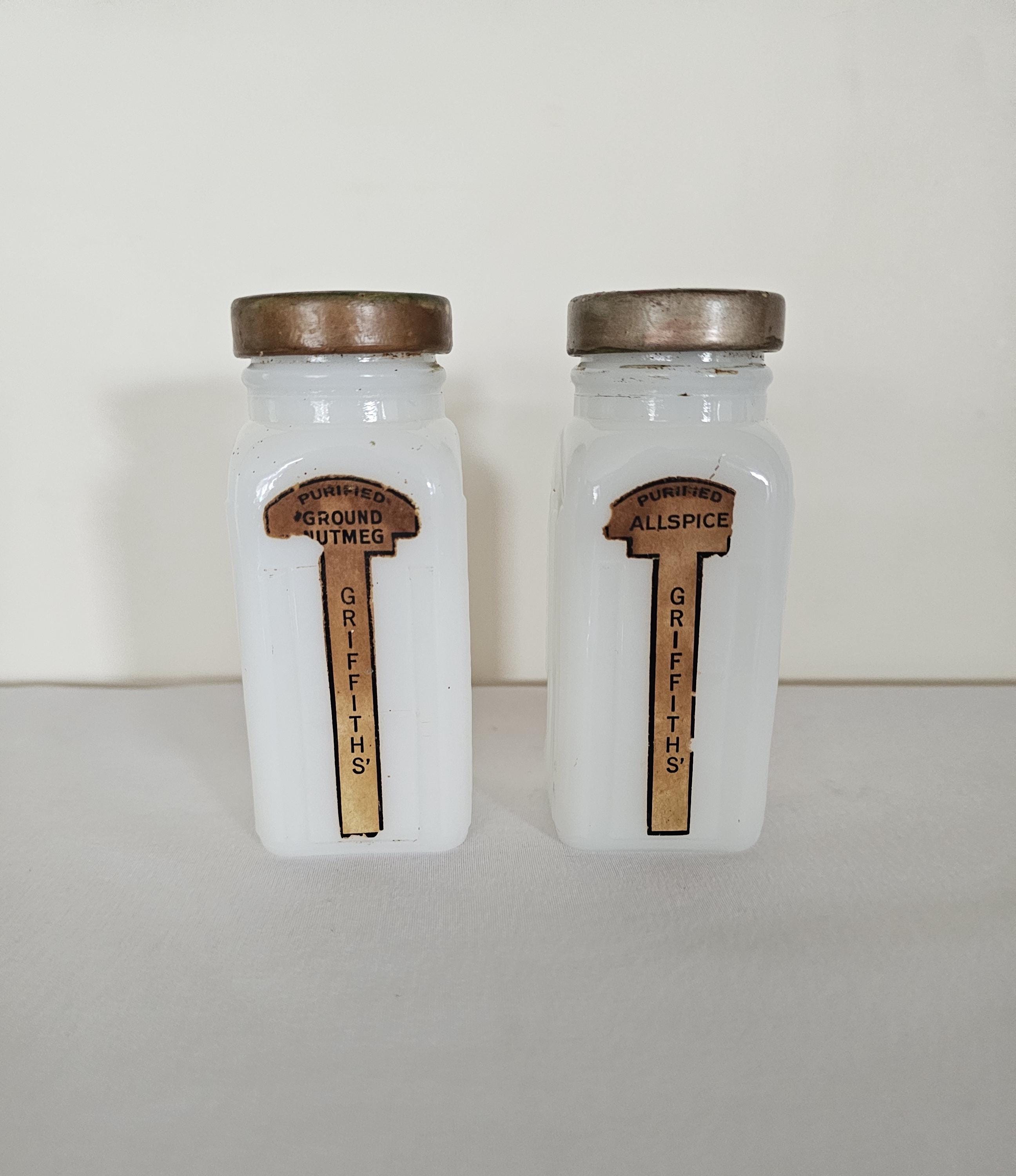 Vintage 1940s to 1950s Milk Glass Spice Jars by Griffith - Etsy Canada