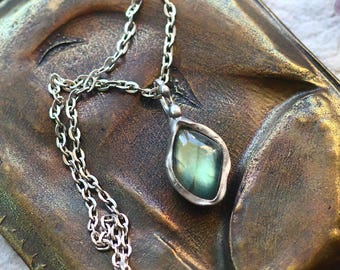 Shiny Labradorite Pendant, Necklace Boho Gift for friend Handmade Jewlery