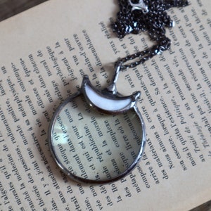 magnifying glass Loupe pendant, Loupe Necklace crescent Moon Necklace, Loupe pendant, statement necklace, Valentines gift idea, Gift for her image 4