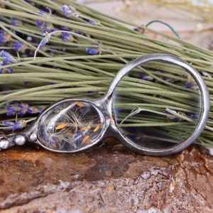 Collana con lente d&#39;ingrandimento e semi di tarassaco, ciondolo con lente d&#39;ingrandimento, regalo per la festa della mamma, collana con tarassaco, ciondolo con lente d&#39;ingrandimento, regalo per lei