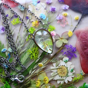 Löwenzahn Halskette, gepresste Blume Glasmalerei, rohe Terrarium Schmuck, personalisierte Weihnachtsgeschenke, Geschenk für Frauen