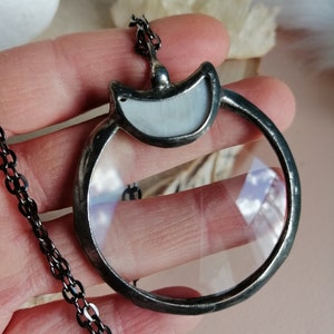 magnifying glass Loupe pendant, Loupe Necklace crescent Moon Necklace, Loupe pendant, statement necklace, Valentines gift idea, Gift for her image 6